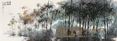 沈威峰 2004年作 翠竹清风 镜心 268×94cm